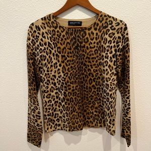 Vintage Jones New York Leopard Print Sweater Medium Silk Blend - Animal Print
